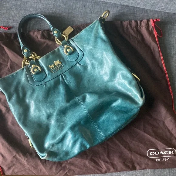 Coach | Bags | Vintage Coach Shoulder Bag Teal Blue Green Leather